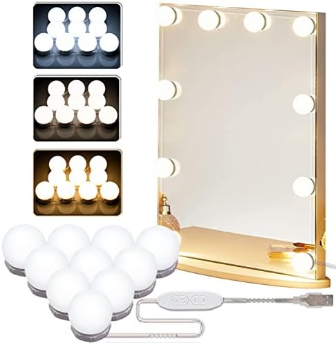 HELOIE Led Vanity Mirror Lights with 10 Dimmable Light Bulbs 17ft Makeup Vanity Light for Vanity Table Dressing Room Mirror