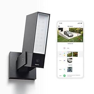 netatmo outdoor caméra de surveillance extérieure 1080p intelligente avec éclairage intégré presence sécurité, détection de personnes, voitures et animaux, aluminium noir