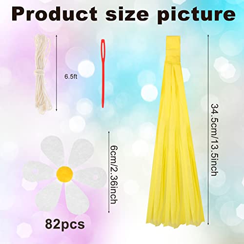 34 Pcs Daisy Groovy Boho Garland Set Including 4 Pcs Daisy Garland Hanging Felt Banner Artificial Flower Daisy Party Favor With 30 Pcs Party Tassel Party Decorations For Wall Home Nursery Room #TOP1