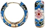 Traditional Chinese Cloisonné Enamel Hoop Earrings - Blue Floral Design, Handcrafted Vintage Jewelry, Ethnic Dangle Earrings for Women, Unique Gift (blue)