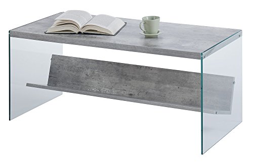 Convenience Concepts Soho Coffee Table, Faux Birch / Glass #TOP2