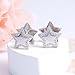 Silver Star Hoop Earrings for Teen Girls Women - Sterling Silver Double Sided Earrings Hypoallergenic Cubic Zirconia Star Earrings Double Star Loop Earrings Fashion Women's Earrings Gift for Christmas
