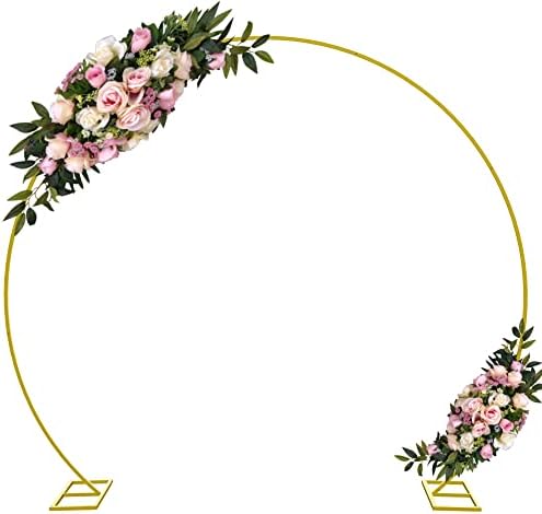 Wokceer 9.5 FT Large Circle Balloon Arch Stand Gold Metal Round Arch Backdrop Stand for Wedding Ceremony Birthday Party Bridal Shower Anniversary Background Decoration