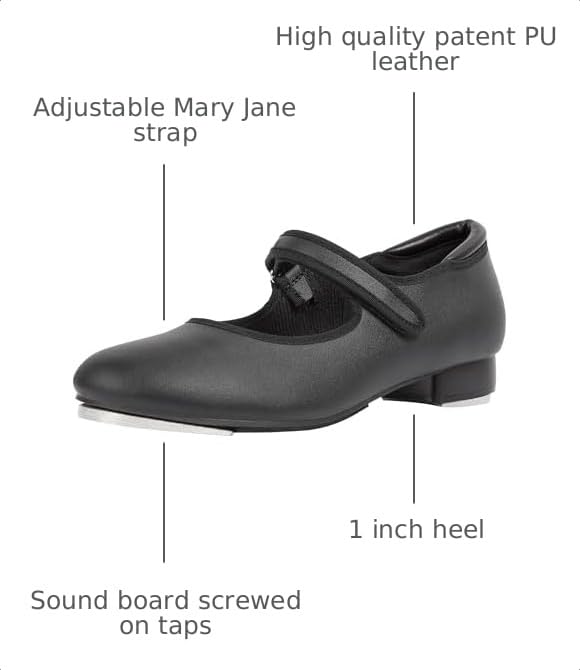 Image of Linodes PU Leather Easy Strap Tap Shoe Dance Shoes for Women and Men's Mary Jane Dance Flat