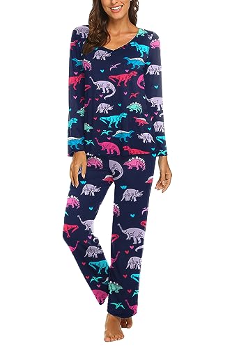 Image of Ekouaer Womens Pajama Sets 2 Piece Lounge Set Fall Winter Pajamas Long Sleeve Pjs Top and Pants Soft Pj Sets Loose Sleepwear