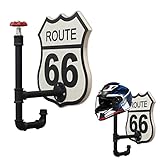 jatesen Helmet Holder Wall Mount,Motorcycle Helmet Rack Made of Industrial Pipe and Wooden Route 66