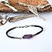 Designs by Nature Gems Handmade Unisex Amethyst Black Leather Bracelet Antique Bronze, February Birthstone