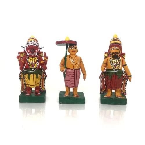 Hastha Kalalu set de 10 estatuas de madera 3 pulgadas miniatura 3