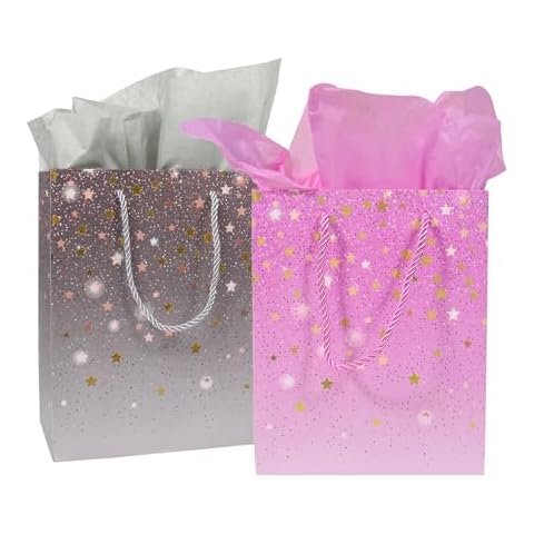 Nideen 2 Pack Gift Bags with Tissue Paper Cover