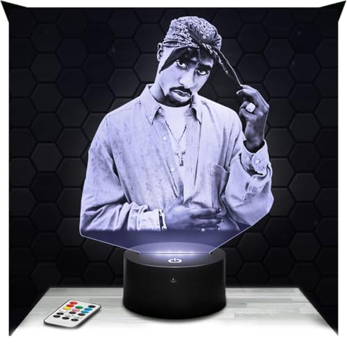 Lampephoto.fr - Lampada 3D Tu pac, Luce Notturna Tattile Rapper Tu pac, Illusione 3D Led, Idea Regalo di Natale per Ragazzi e Ragazze Lampada da Comodino per Bambini o Adulti, Regalo, Gadget TOP