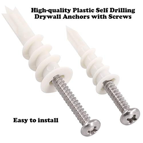 image for Hilitchi 112 Pieces Large and Small Plastic Self-Drilling Drywall and 