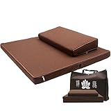 Portable Zabuton Meditation Cushion Set with Beautiful Bag, Large Rectangular Zen Pad and Foldable S