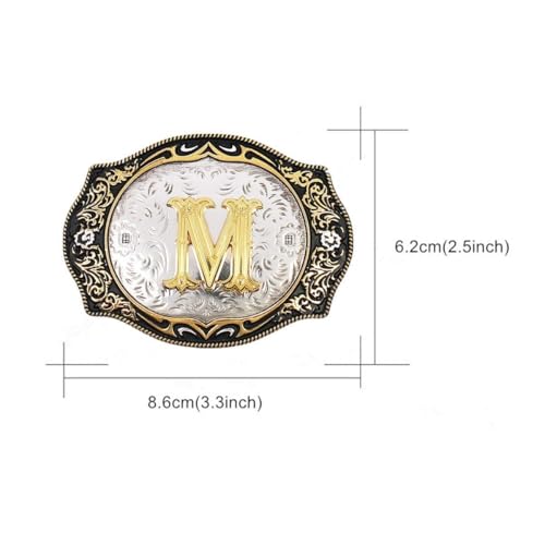image for HUABOLA CALYN Western Belt Buckle Initial Letters ABCDMRJ to Z Cowboy 