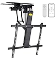 TOPSKY Electric Adjustable Flip Down Swiveling TV Mount with Remote and App Controller, Large Motorized Ceiling Mount for 32 to 75 Inch Flat and Curved Screen TVs (Black)