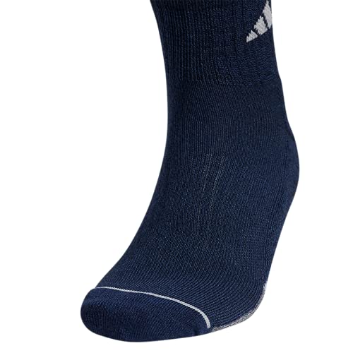 Adidas Mens Cushioned (3-Pair) Quarter Sock, Legend Ink Blue/Tech Indigo Blue/Clear Onix Grey, Large Us #TOP3
