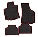 Produktbild CarFashion 242476 Calypso Rot DL4, Auto Fussmatte in schwarz, Automatten, schwarzer Trittschutz, rote Hochglanz Kettelung, Auto Fussmatten Set ohne Mattenhalter