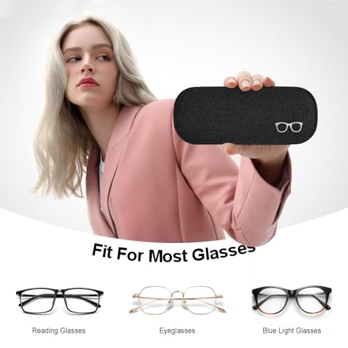 Image of Glasses Case Hard Shell Eyeglass Case with Cleaning Cloth Unisex Reading Hard Glasses Cases for Women Men