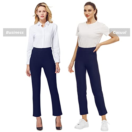 Ginasy Navy Dress Pants For Women Business Casual High Waisted Stretch Ankle Work Pants Straight Leg Office Trousers #TOP4