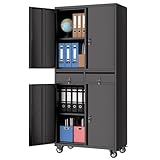 IDEALHOUSE Garage Storage Cabinet, 73 Inch Metal with Locking Doors and Adjustable Shelves, Heavy Duty Tool Cabinet with 2 Drawers
