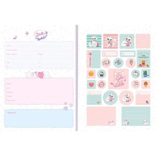 Kit de Cadernos Brochurão, São Domingos, Capa Dura, Sissi, Sem Pauta, 80 Folhas, Pacote com 5, Sorti