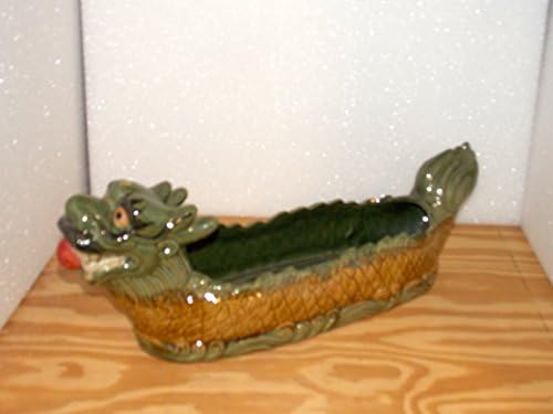 Outside Decor New 21" Asian Oriental Green Dragon with Fire Pearl in Mouth Bamboo Planter Plant Pot