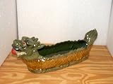 Outside Decor New 21" Asian Oriental Green Dragon with Fire Pearl in Mouth Bamboo Planter Plant Pot
