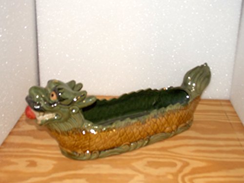 Outside Decor New 21" Asian Oriental Green Dragon With Fire Pearl In Mouth Bamboo Planter Plant Pot #TOP20