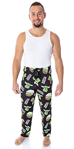 Star Wars Men's The Mandalorian Baby Yoda Snacks And Naps Loungewear Pajama Pants4
