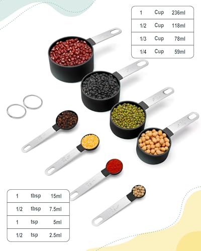 Set de Vasos y Cucharas Medidoras 8 Piezas Negro miniatura 2