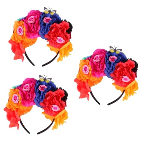 FOMIYES Coiffe Femme Fleurs 3 Pcs Halloween Pivoine Chapeaux Bandeau Costume Rose Couronne De Fleurs Halloween Mariée Morte Fête Funéraire Tenue De Mariée Costume D'halloween Européen Et