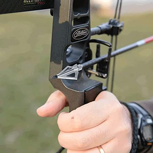 Runmeihe Metal Hunting Archery Broadheads Arrows Tip, 12PCS 100 Grain 3 Blades Blades Arrowheads for Hunting Shooting Game Traditional Bow Crossbow with a Storage Case