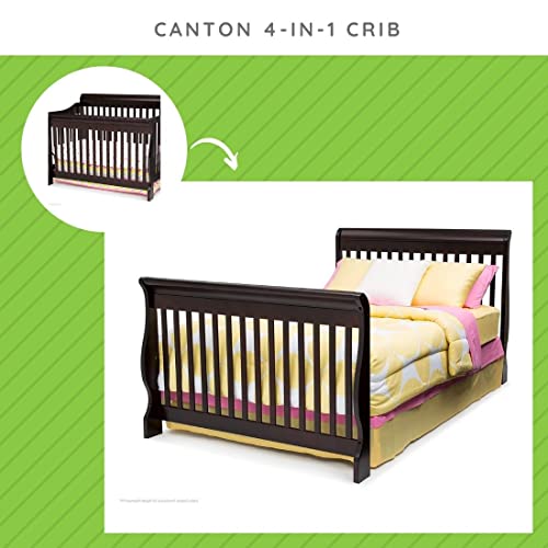 Image of Full-Size Conversion Kit Bed Rails Compatible with Canton Deluxe Convertible Crib by Delta Children - Solid Wood Rail #0050 - Toddler & Adult Bed Rail - Nursery Furniture (Dark Chocolate - 207)