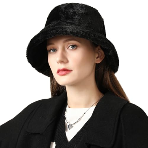 ITODA Wintermütze Damen Fischerhut Kunstfell Damenmütze Winter Fischermütze Mädchen Winterhut Weich Warm Eimerhut Flauschig Kunstfellmütze Windschutz Freizeitmütze...