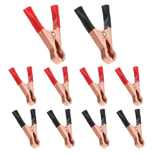 Image of Giantree 10 Pcs Insulated Copper Plated Crocodile Clamp, Durable Metal Alligator Clips, 50A Electrical Alligator Clips Terminal Test Clamps, for Laboratory Electric Testing Work, and Cable Probe Clip