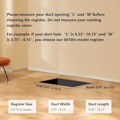 2-in-1 Vent Deflector & Floor Vent Covers, Floor Register 4x10, 2 Pack Adjustable Heat Air Vent Deflectors, Vent Covers for Home Floor, Office, Ceiling, Tool-Free Installation (Brown) by MMFSF - Image 3