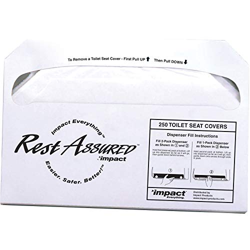 Impact Products, IMP25183273, Rest Assured Half Fold Toilet Seat Covers, 1000 / Carton, White
