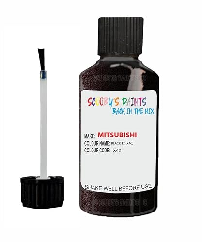 Scoobys Paints Back In The Mix Black Touch Up Paint For Mitsubishi Outlander X40 2015-2020 30Ml Bottle Brush Scratch Stone Chip Repair Pen