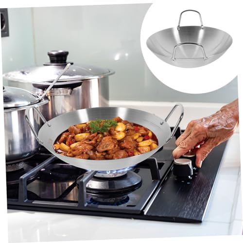 Wok grande de acero inoxidable con doble asa miniatura 7