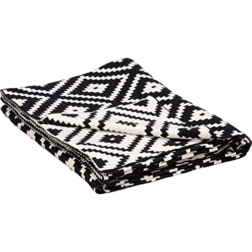 Primitives by Kathy Decorative Cotton Throw Blanket - Black & Cream Diamond Design 50x60