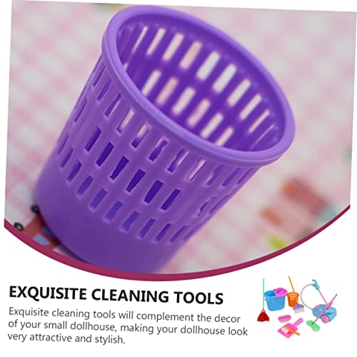 CANIGHT 1 Conjunto De Vassoura Para Crianças Pá De Lixo Ferramentas Brinquedo Casa De Bonecas Balde