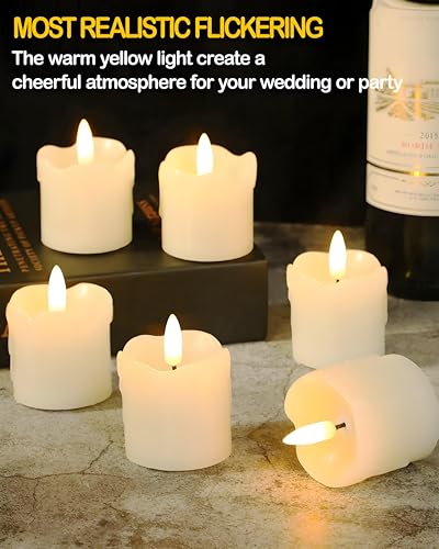 Image of Gmnee 2 inchx2 inch White Flameless Votive Candles with Remote Timer, 400+Hours Small Battery Operated LED Candles Flickering for Wedding, Party and Holiday Decoration(Battery Included)