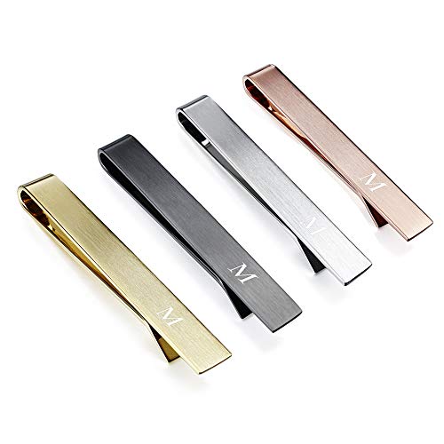 Initial Tie Clip-Skinny Tie Bar For Mens 4Pcs Tie Clips Personalized Suitable For Wedding Anniversary Business And Daily Life Come With A Black Gift Box #TOP7