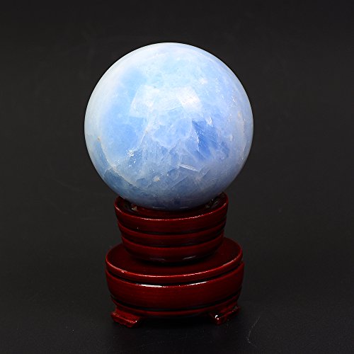 Ruhong Natural Quartz Handmade Art 60-70Mm Healing Crystal Celestite Ball Stone Craft Christmas Home Decoration Gift Collection Fengshui Sphere With Free Stand (70Mm) #TOP1