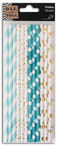 D.I.Y with Toga DKO028, Lot de 24 Pailles Fantaisie, Autre, Multicolore, 19.5 x 0.5 cm