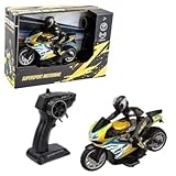rightclick High Speed RC Motorcycle with Rider Figure – 1:10 Remote Control Racing Bike, Shockproof Drift Stunt Motorbike, Yellow & Black Supersport Toy, Kids Birthday Gift Box