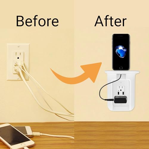Outlet Shelf, Vertical Wall Mounted Power Perch Wall Shelf Organizer for Home Office Living Room by AUNMAS - Image 8