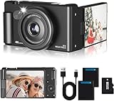 Compact Digital Camera with 270° Flip-Up Screen,Portable Selfie Camera for Photography, 64MP Resolution, 16X Zoom, and 32GB Memory Card (Ideal