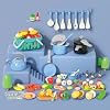 130Pcs Kitchen Playset, Toddler Pretend Cooking Play Pots, Pans, Utensils Cookware, Daily Food Fruit Veges, Shopping Storage Basket, Dessert, Prop Money, Learning Gift for Child (Blue) #2