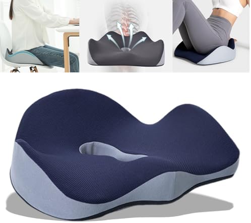Serengeti Orthopedic Seat Cushion - Memory Foam Coccyx Support Cushion For Office Chair, Car & Home (Black)