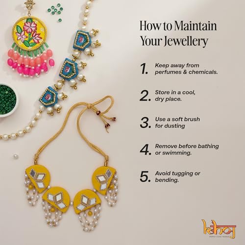 Image of KHOJ.CITY Ethnic Earrings for Women | Lightweight, Hand-Painted Chandbali with Pearl Chain | Handmade Jewellery for Women | Boho Earrings For Girls